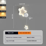 Cloud Bedroom Bedside Wall Lamp Five-pointed Star Children's Room Lamp