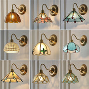 Retro Brass Glass Wall Lamp Creative Bedroom Lamps