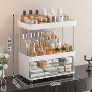 2 Drawers Makeup Organizer - 4 Tier Bathroom Organizers And Storage, Versatile Perfume Vanity Organizer, Ideal For Cosmetic, Large Skincare, Face Mask, Office Supplies