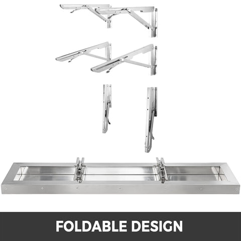 VEVOR Concession Shelf 48L X 12W Inch Stainless Steel Drop Down Folding Serving Food Shelf Stand Serving For Concession Trailer Serving Window