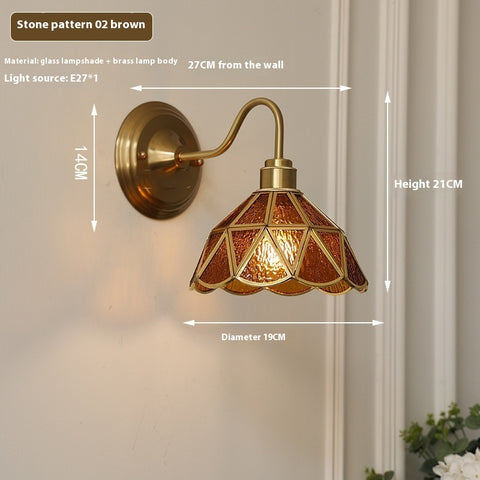 Retro Brass Glass Wall Lamp Creative Bedroom Lamps